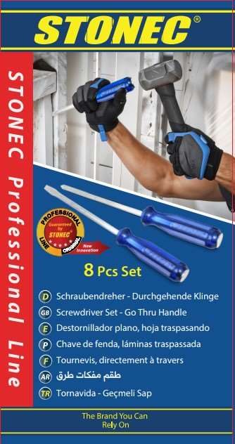 STONEC Screw Driver Set - Go Thru Handle 8 pc set