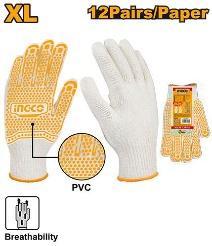 Knitted & PVC dots gloves INGCO