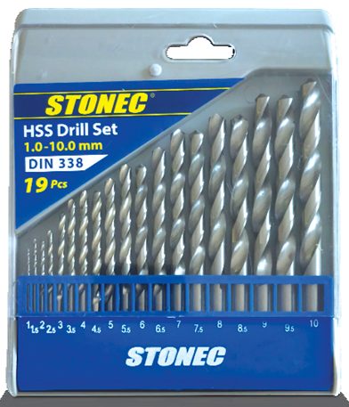 STONEC 19 Pcs-DIN 338 HSS Set - 1.0 to 10.00 mm-4241-Bright 1.0 To 10.00