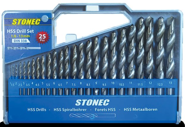 STONEC 25 Pcs-DIN 338 HSS Set - 1.0 to 13.00 mm-4241-Bright 1.0 To 13.0