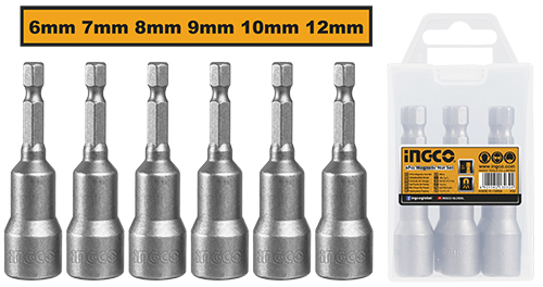 Pcs impact magnetic nut set 6 Pcs INGCO