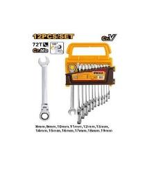 12pcs Flexible Ratchet Spanner Set INGCO