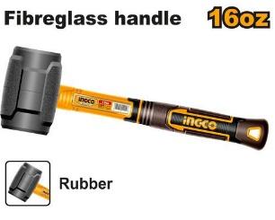 Rubber hammer Black 16oz INGCO